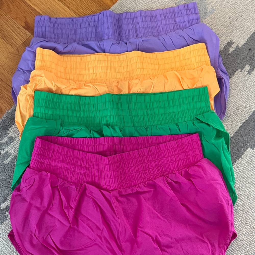 All in Motion Women's Athletic Shorts Set - Purple, orange, Green, Pink